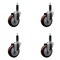 Service Caster 4'' Maroon Poly Wheel Swivel 1'' Expanding Stem Caster Set, 4PK SCC-EX20S414-PPUB-MRN-1-4 - alternate 1